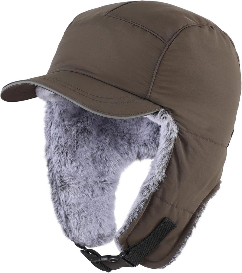 Connectyle Men's Trapper Hat with Ear Flaps Winter Warm Hat Windproof, Water Repellent, Reflective, Faux Fur Fully Lined - Image 1